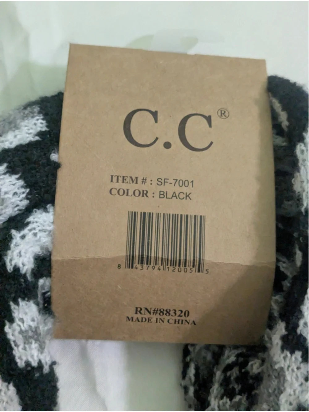 C.C Black Gray Leopard Print Scarf One Size